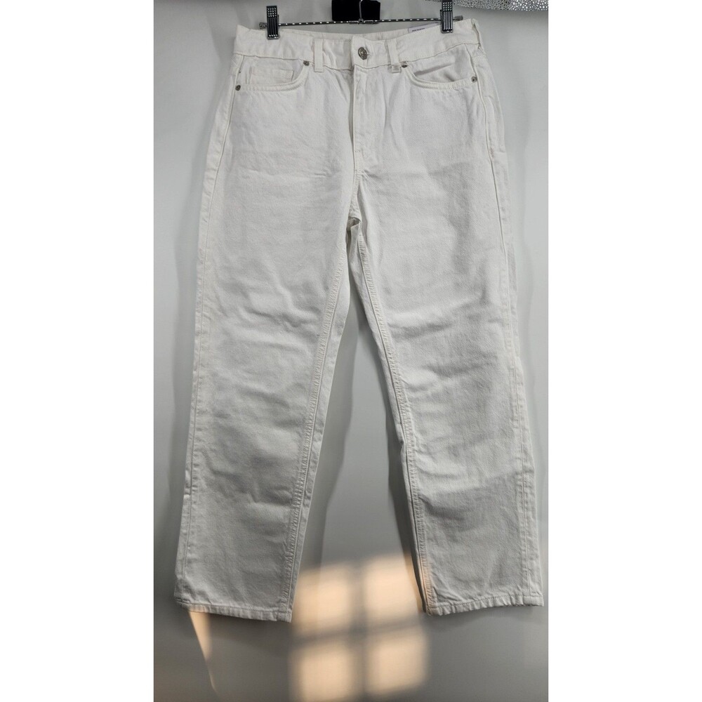 MNG Denim Women's US6 White Blanca‎ Straight Mid Waist Regular Fit Ankle Jeans